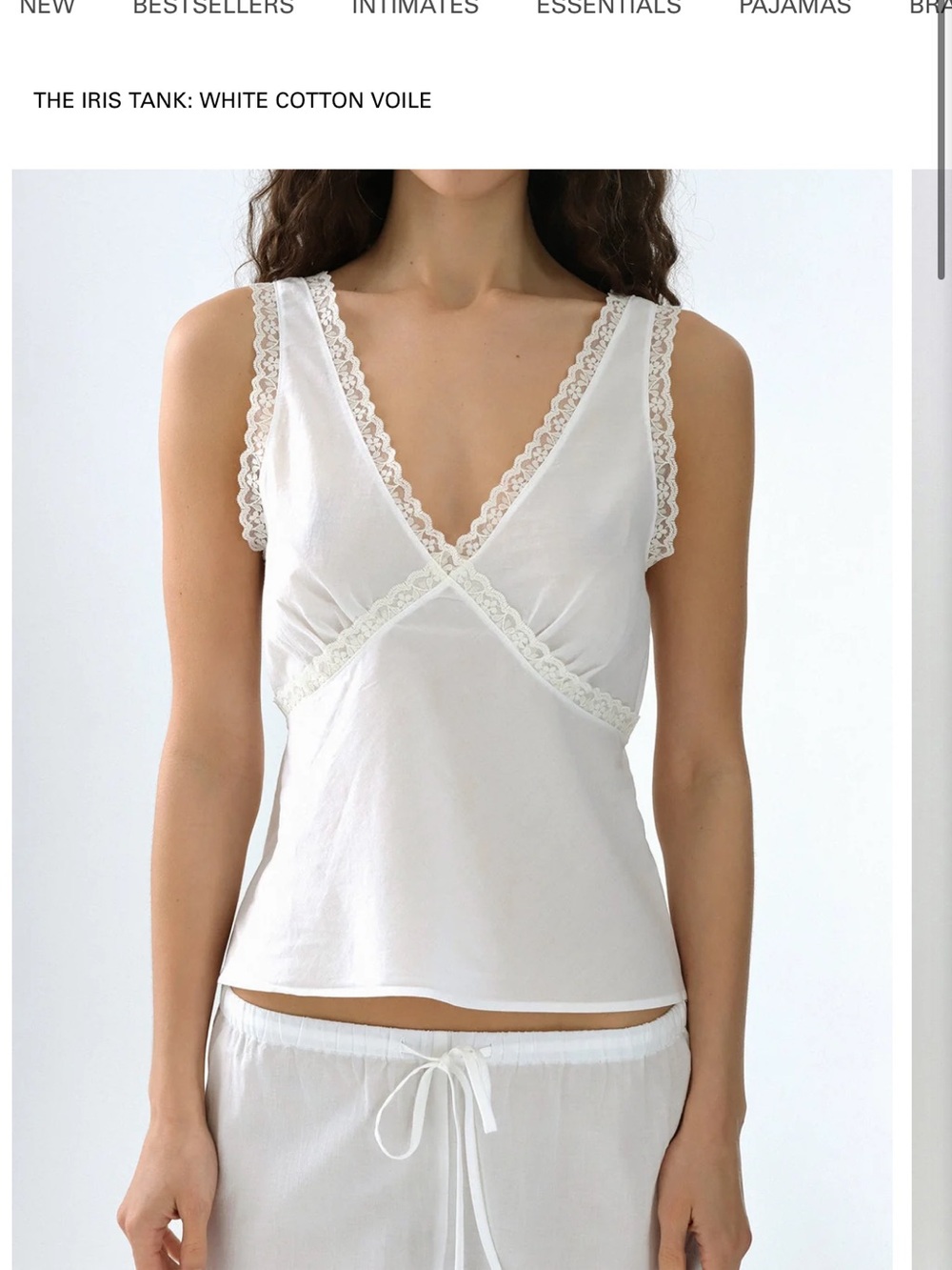 The Iris Lace-Trim Chemise Tank — White